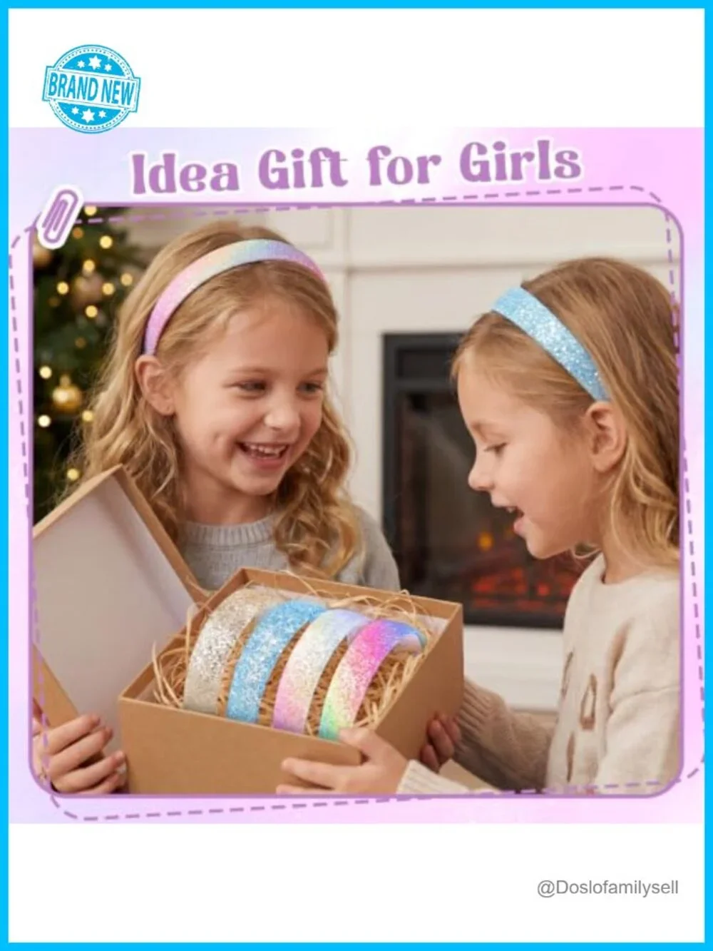 4 Pcs Sparkly Sequin Headbands for Girls, Non Slip Lining & Silicone Sleeves